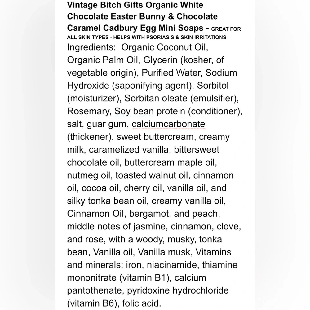 New Organic White Chocolate Easter Bunny Caramel Cadbury Egg Mini Soaps - VBG